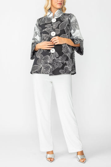Black Back Pleating Stand Collar Jacket